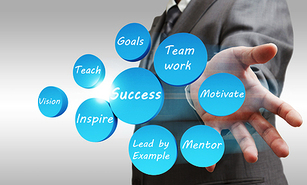 Business man shows success abstract flow chart