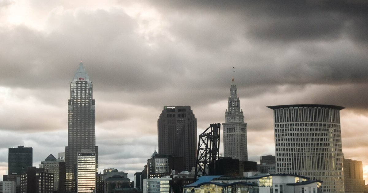 Terminal Tower and Key Tower above the Cleveland lakefront