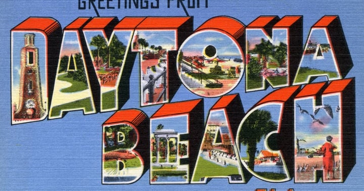 Vintage Greetings from Daytona Beach large-letter postcard