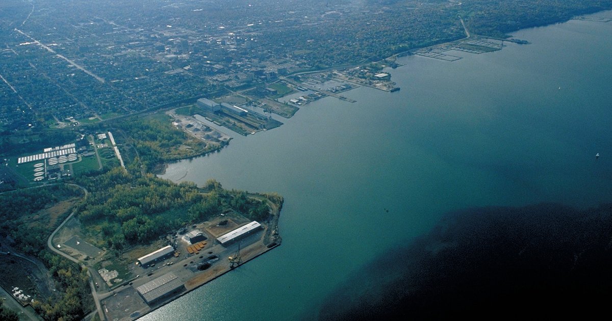 Aerial view of Erie, Pennsylvania, on Lake Erie