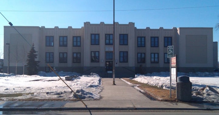 Fairbanks City Hall building in winter