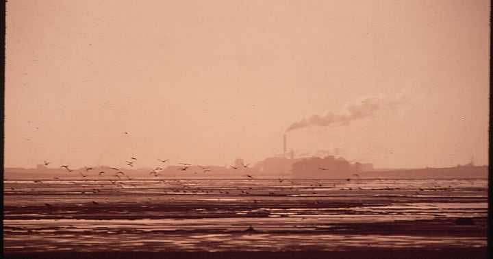 Humboldt Bay, California, under a hazy sky