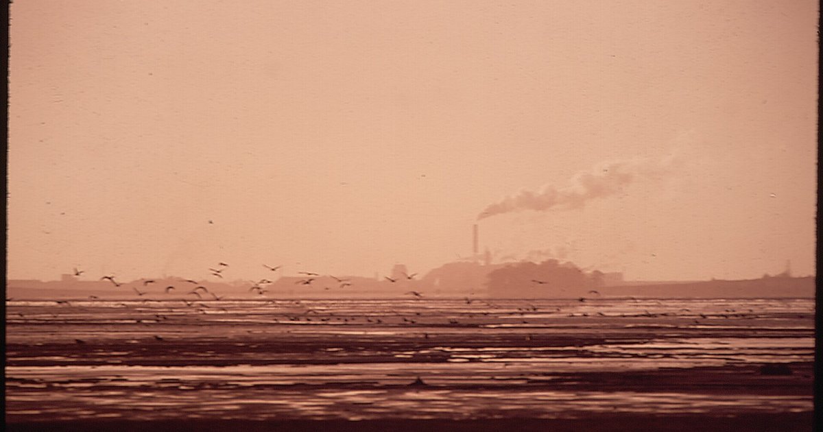 Humboldt Bay, California, under a hazy sky