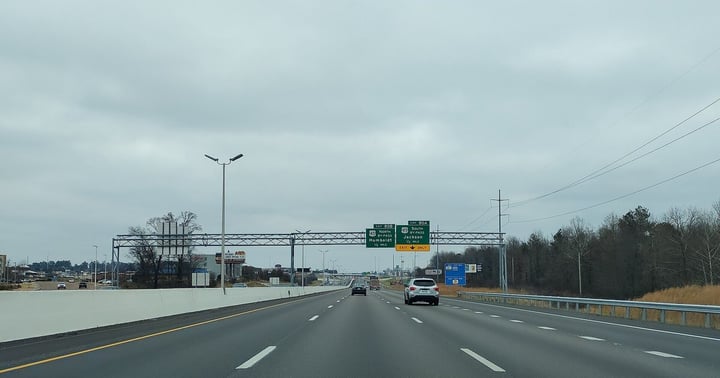 Interstate 40 westbound at Jackson, Tennessee