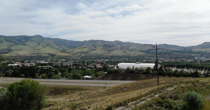 View over Pocatello toward the surrounding Idaho mountains