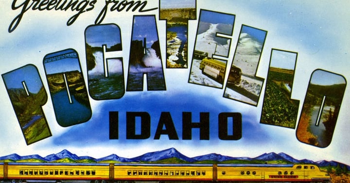 Vintage Greetings from Pocatello, Idaho large-letter postcard