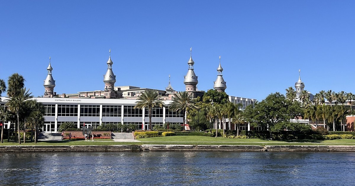 Henry B. Plant Museum's silver minarets seen from the Tampa Riverwalk