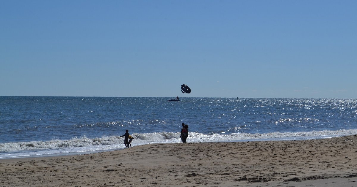 A parasail over the ocean at the Virginia Beach oceanfront