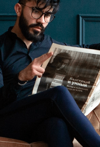 Man reading newspaper