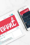 Evvnt screenshots on tablet and phone