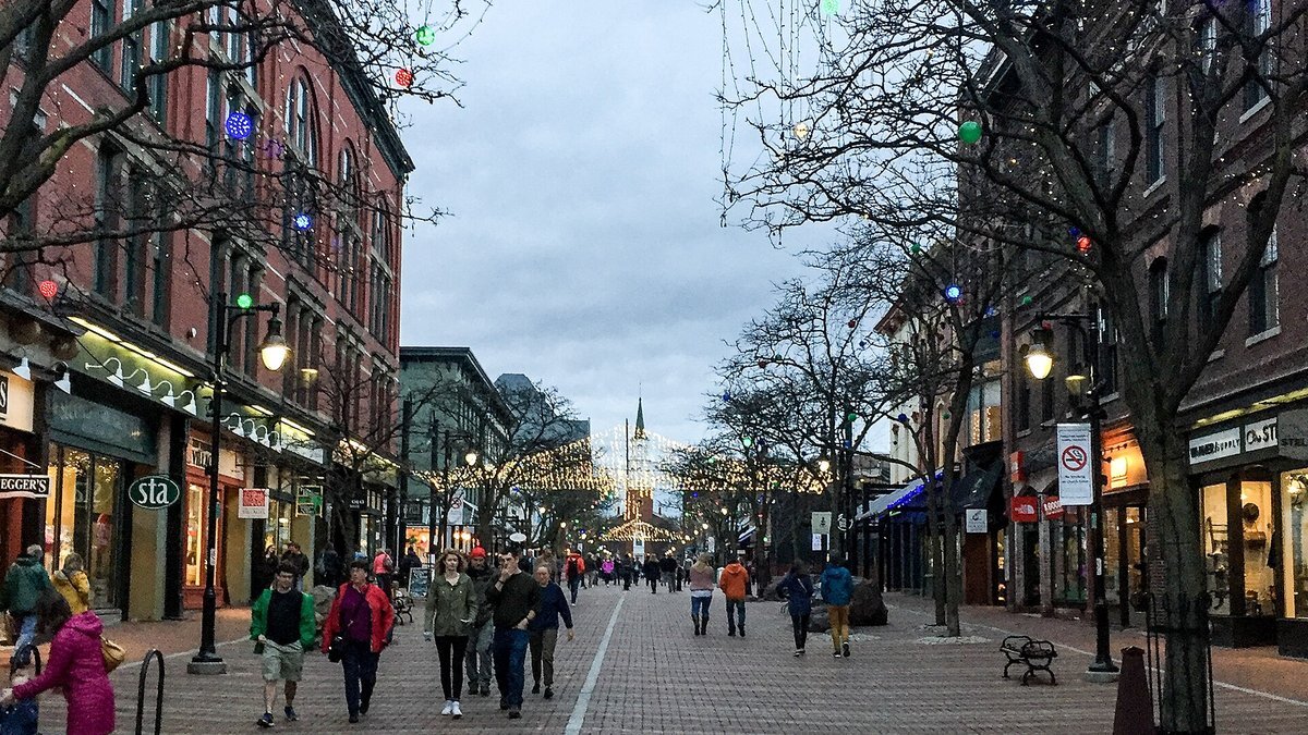 Pedestrians on Church Street Marketplace in Burlington