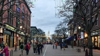 Pedestrians on Church Street Marketplace in Burlington
