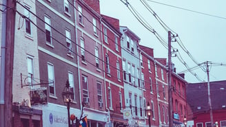 Brick buildings along Market Street in Portsmouth